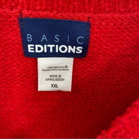 Basic Editions Women’s Red Cable Knit Sweater Tunic Size XXL - Picture 2 of 3